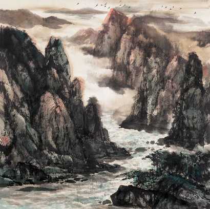 郜宗远 2005年作 山水 镜心
